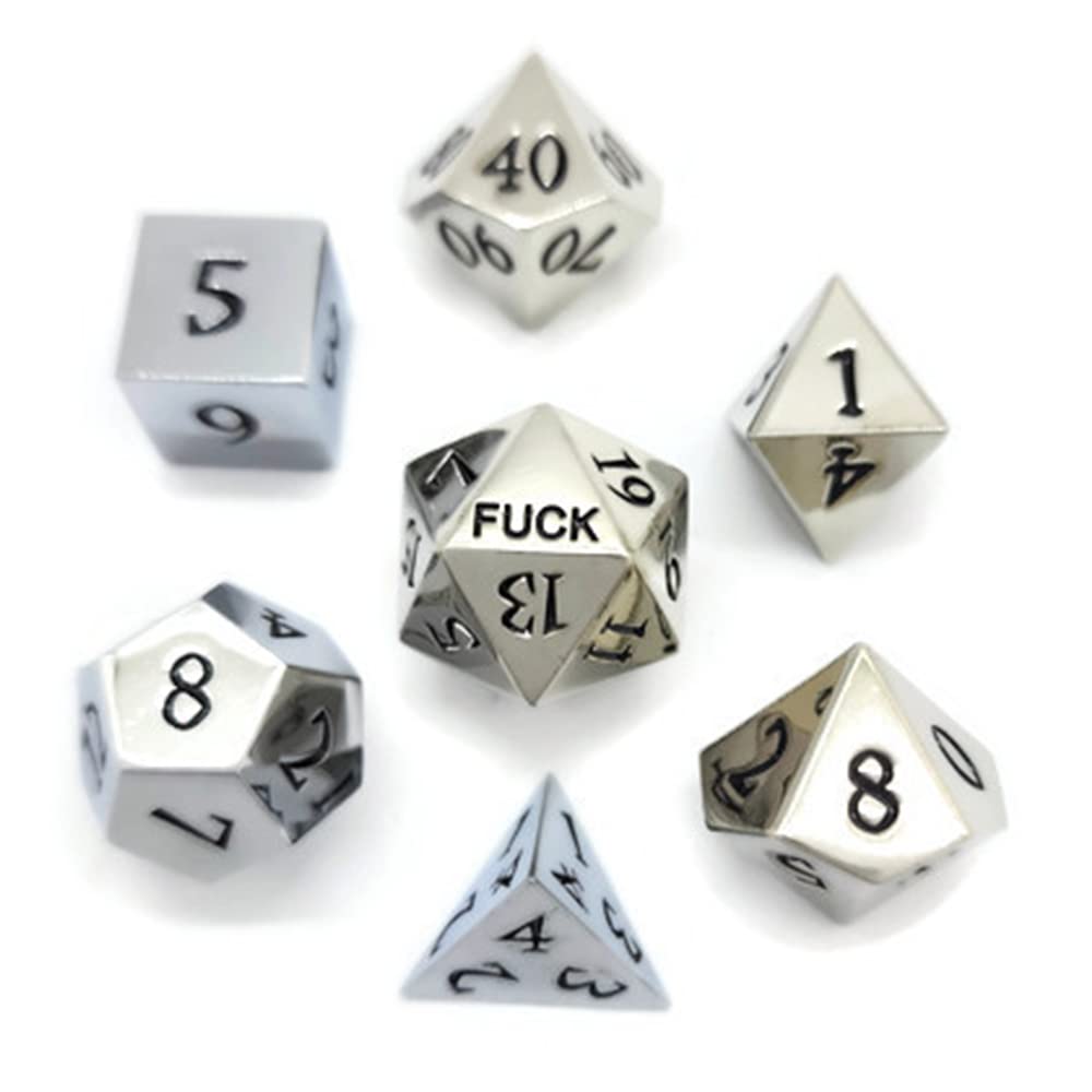 Amazon.com: Silver Metal D20 F*** Dice Set Critical Fail F 20